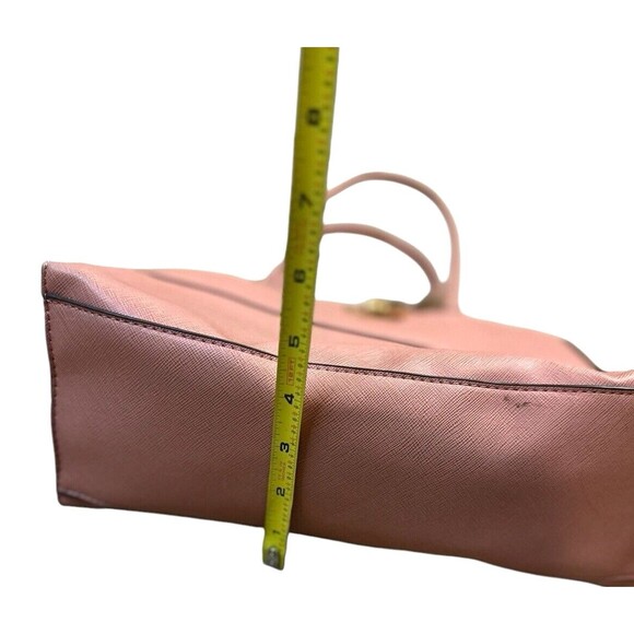 Pink top handle handbag unbranded gold tone accents zip close 10 x 12 inches - Picture 16 of 16